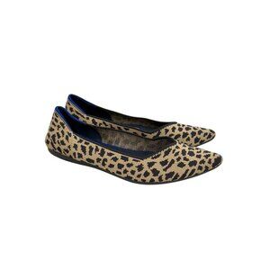 Rothys Retired Leopard Animal Print Point Toe Slip On Knit Flat Shoes Womens 8.5